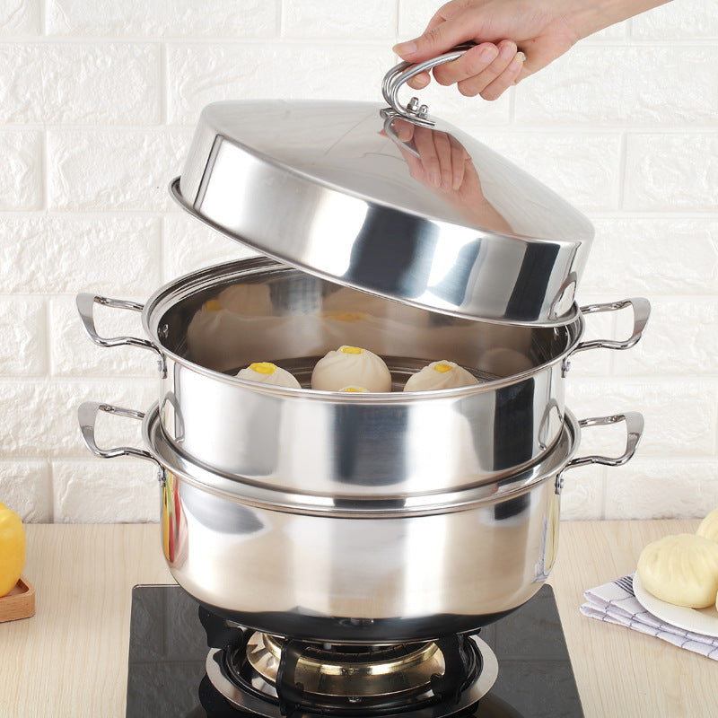 36cm Stainless Steel Food Steamer – Large 6 Layer Steamer Pot