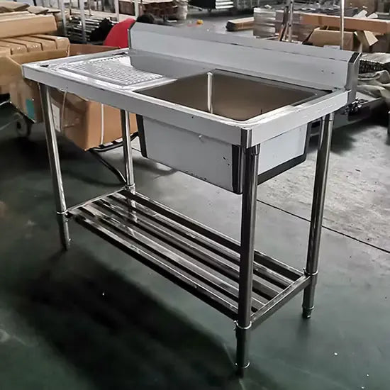 Stainless Steel Sink with Table Space – Single Bowl Right Bowl