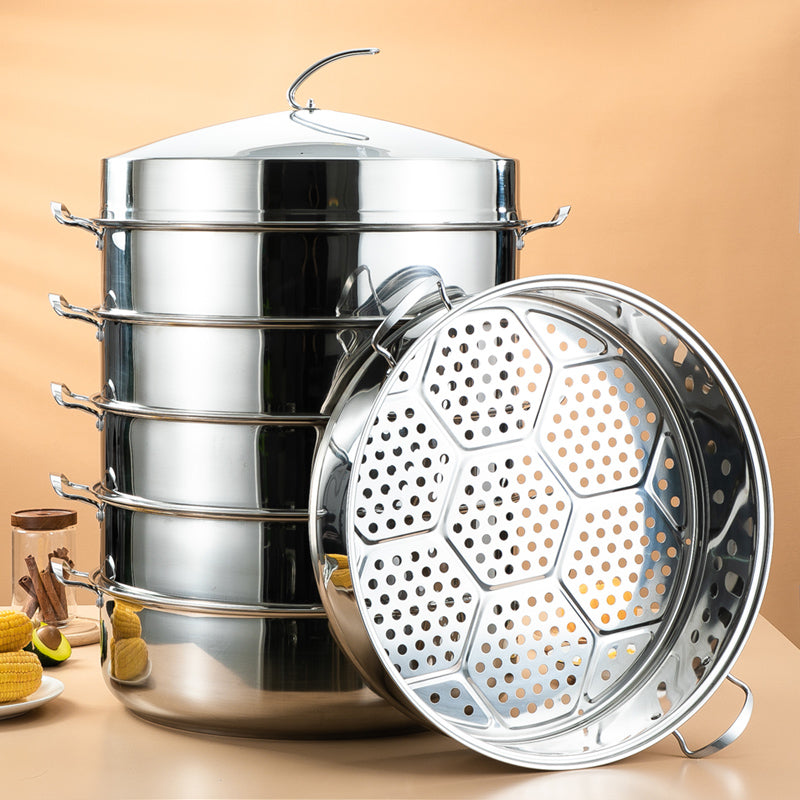 36cm Stainless Steel Food Steamer – Large 6 Layer Steamer Pot