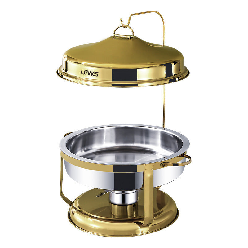 4.5L Gold Round Buffet Server โ Hinged-Lid Chafing Dish