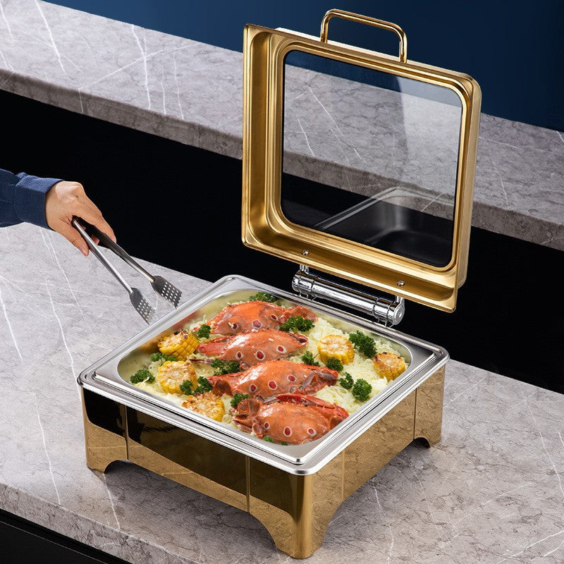 Electric Rectangular Gold Finish Chafing Dish