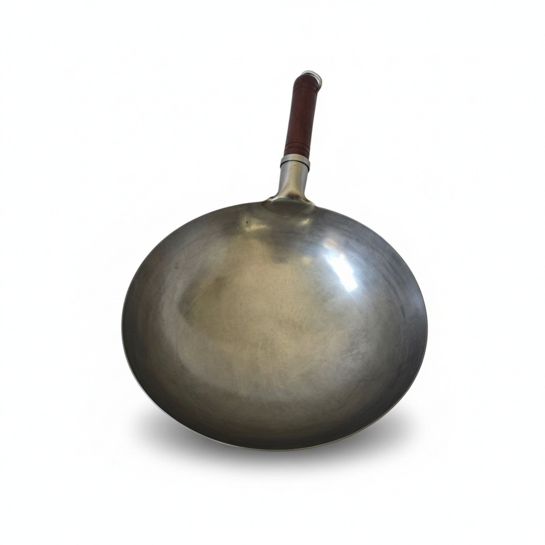 Hand-Forged Round Bottom Carbon Steel Wok with Wooden Handle – Traditional Asian Wok