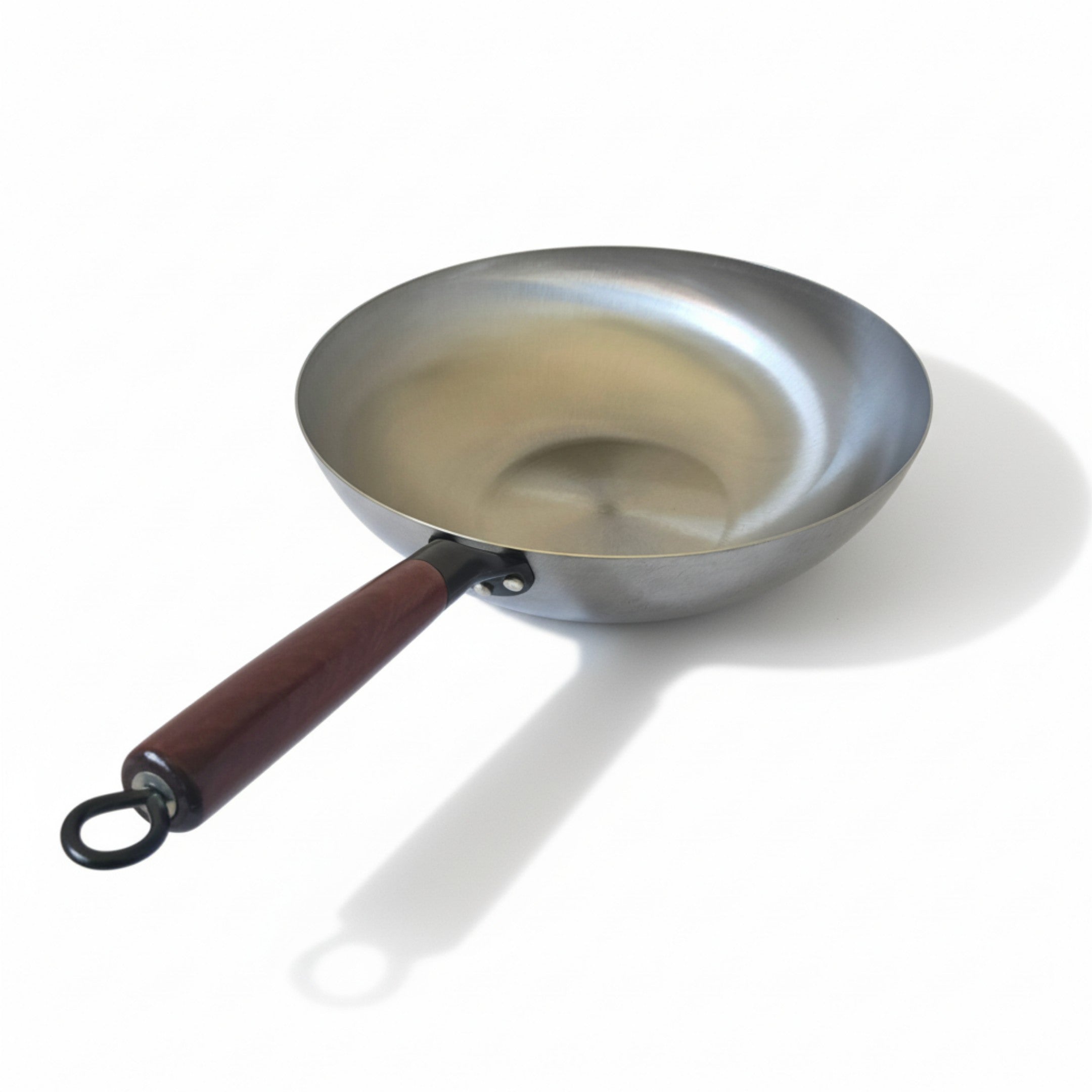 Hand-Forged Flat Bottom Carbon Steel Wok with Wooden Handle – For Gas, Stove & LPG Wok Burners