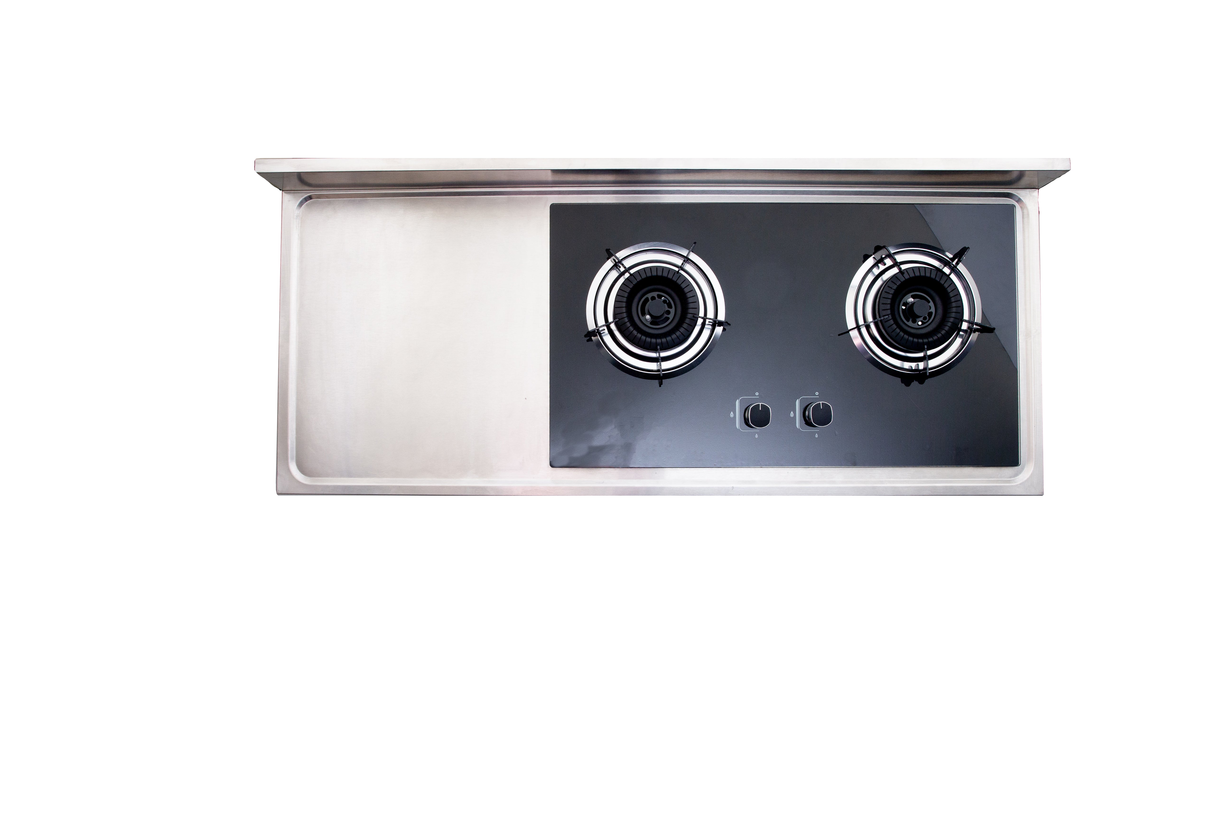 LPG 2 Burner builtin with Stainless Steel bentch, Trolley with Builtin Glass two burner stove