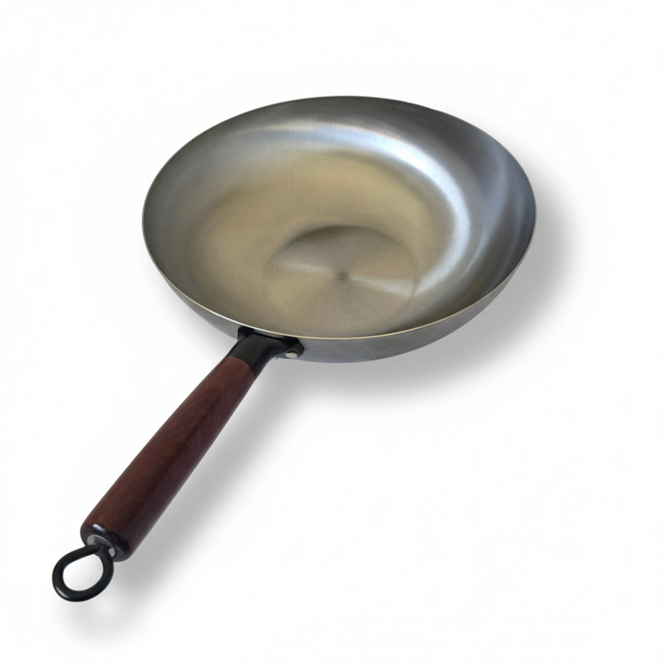 Hand-Forged Flat Bottom Carbon Steel Wok with Wooden Handle – For Gas, Stove & LPG Wok Burners