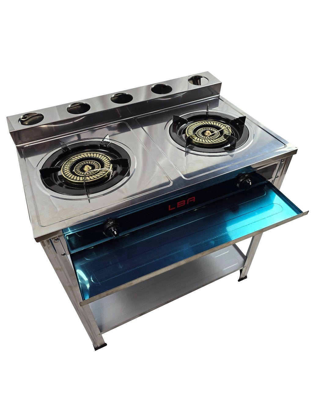 Stainless Steel Double Burner LPG Gas Outdoor Use, Standing Stove Double Burner LPG Gas Burner