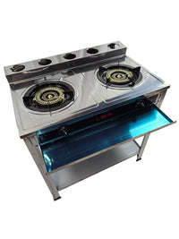 Thumbnail for Stainless Steel Double Burner LPG Gas Outdoor Use, Standing Stove Double Burner LPG Gas Burner