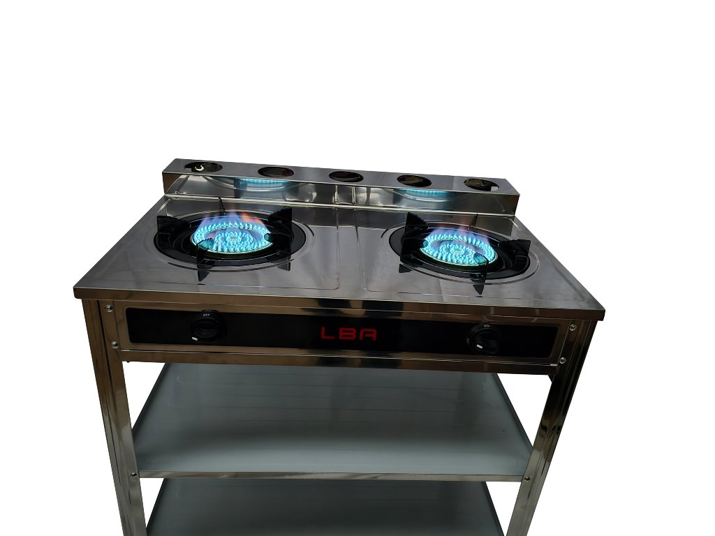 Stainless Steel Double Burner LPG Gas Outdoor Use, Standing Stove Double Burner LPG Gas Burner