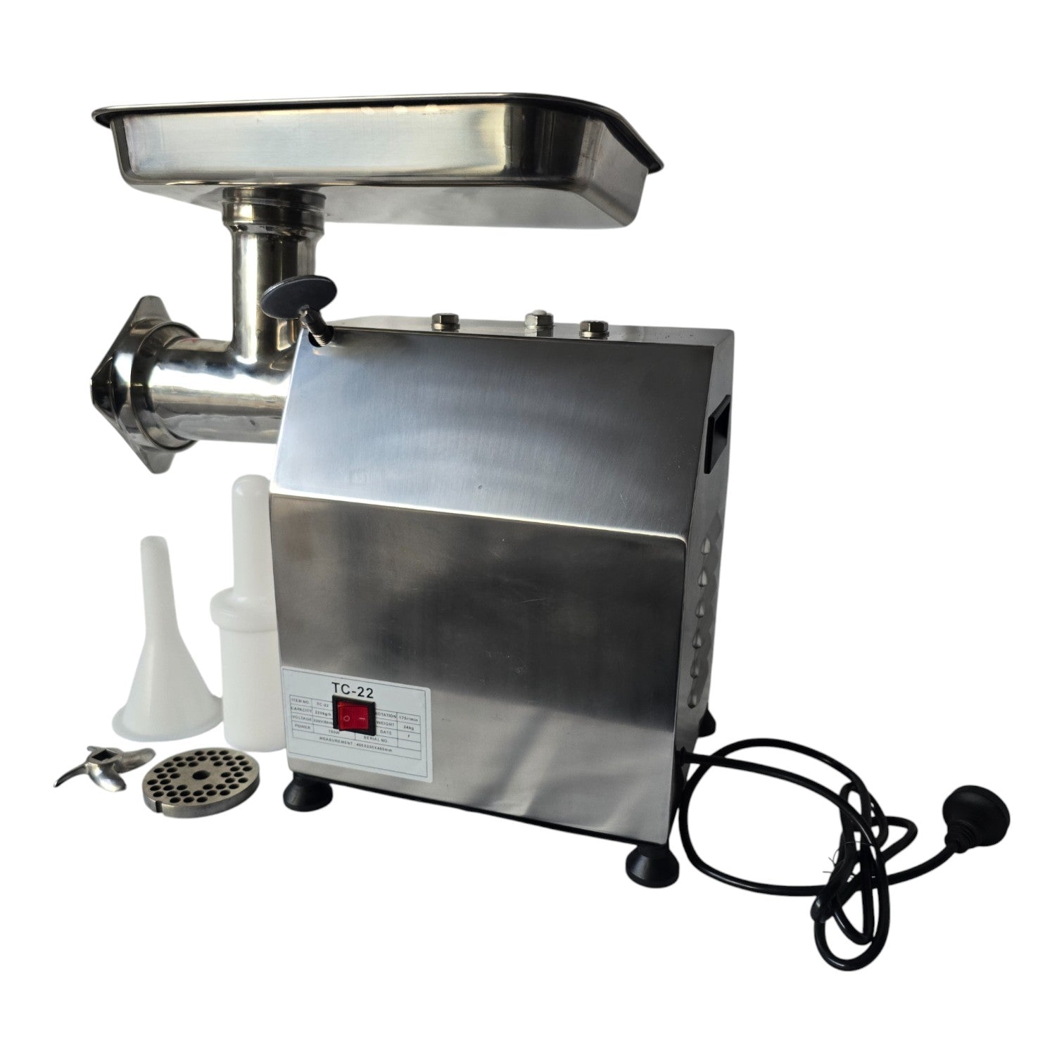 TC22 Heavy Duty Meat Mincer Grinder – 750W Stainless Steel | 220kg/h Output