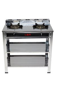 Thumbnail for Stainless Steel Double Burner LPG Gas Outdoor Use, Standing Stove Double Burner LPG Gas Burner