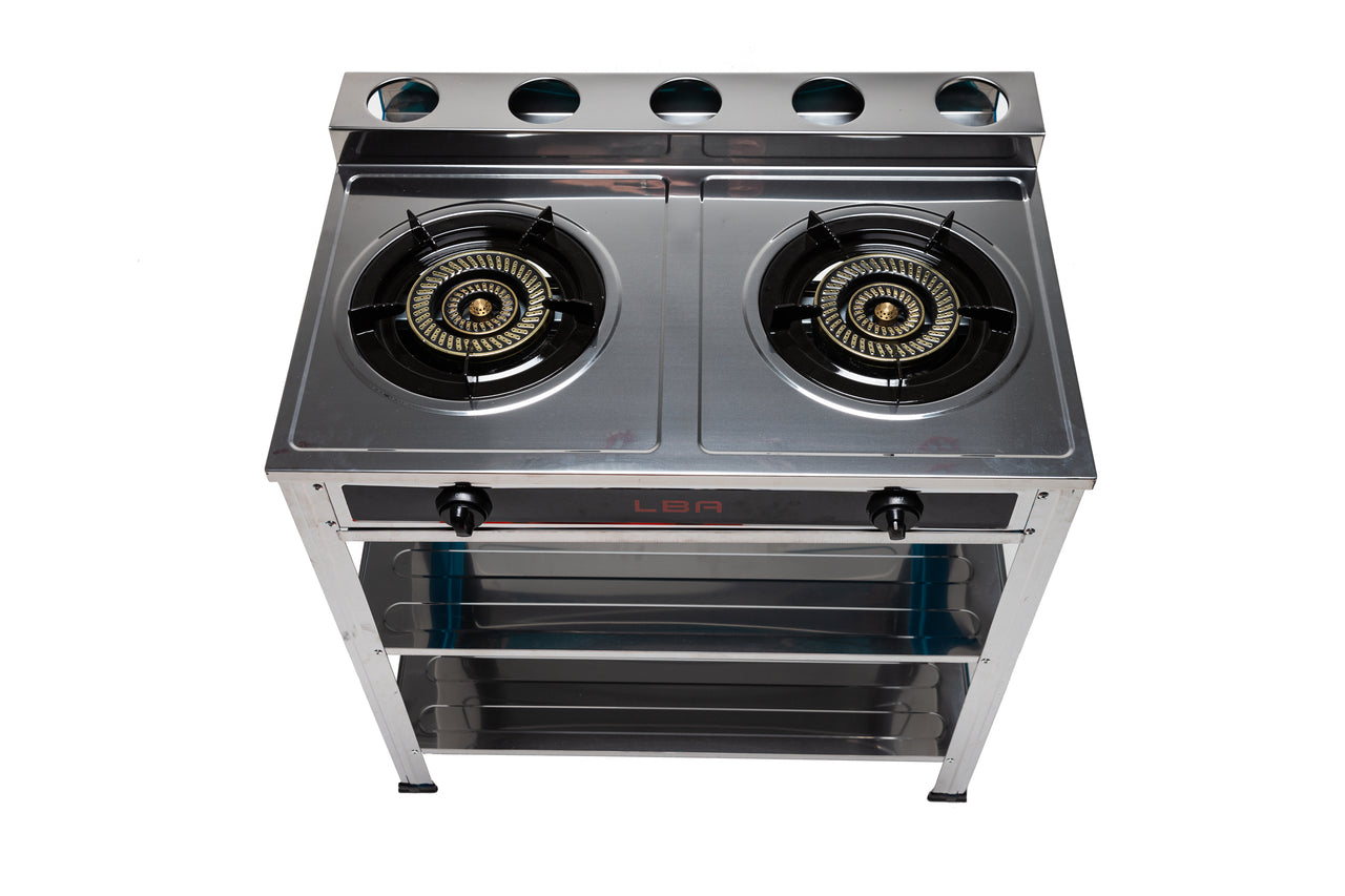 Stainless Steel Double Burner LPG Gas Outdoor Use, Standing Stove Double Burner LPG Gas Burner