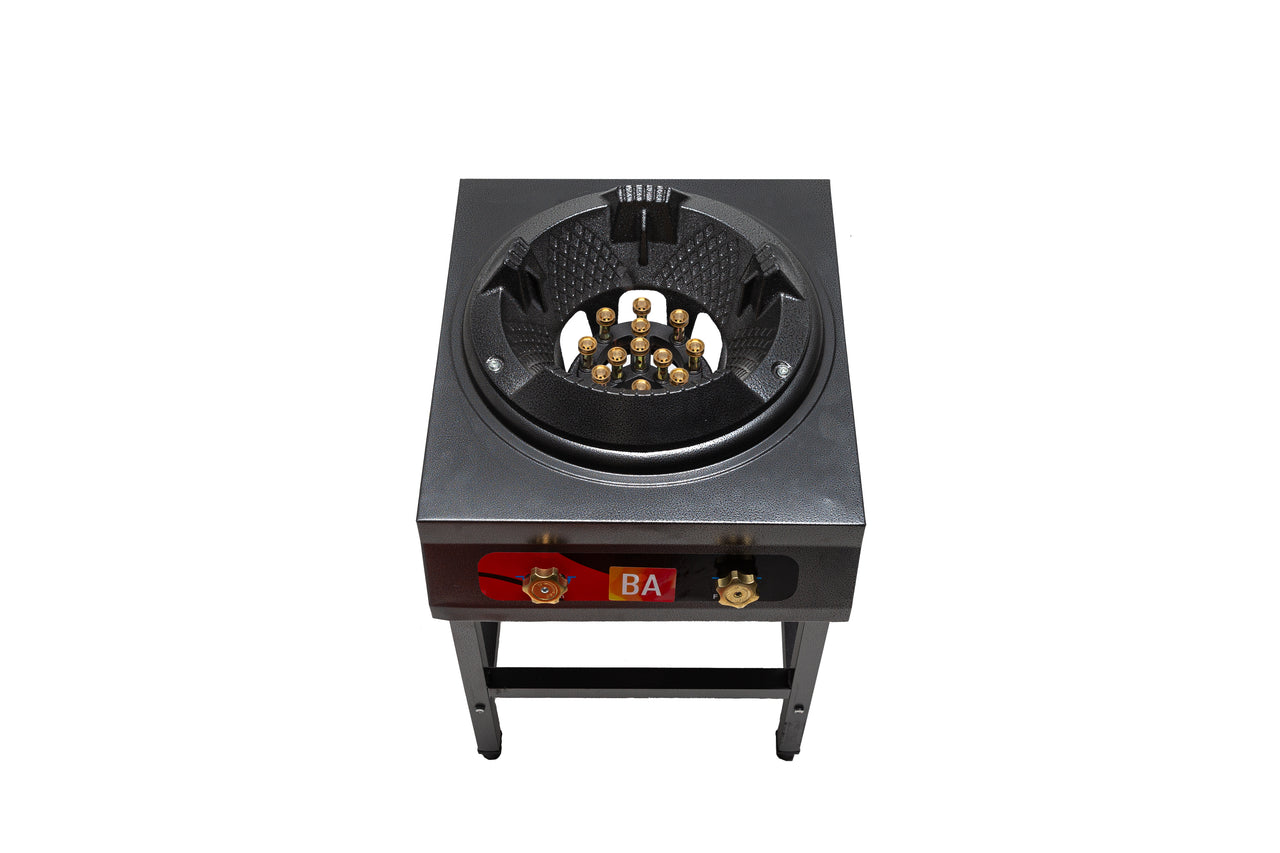 High Pressure Wok Burner with Stand 12 Jet Brass Nozzles