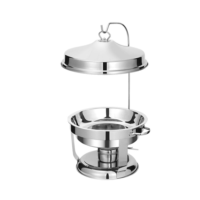 9L Silver Round Chafing Dish – Hinged-Lid Buffet Warmer