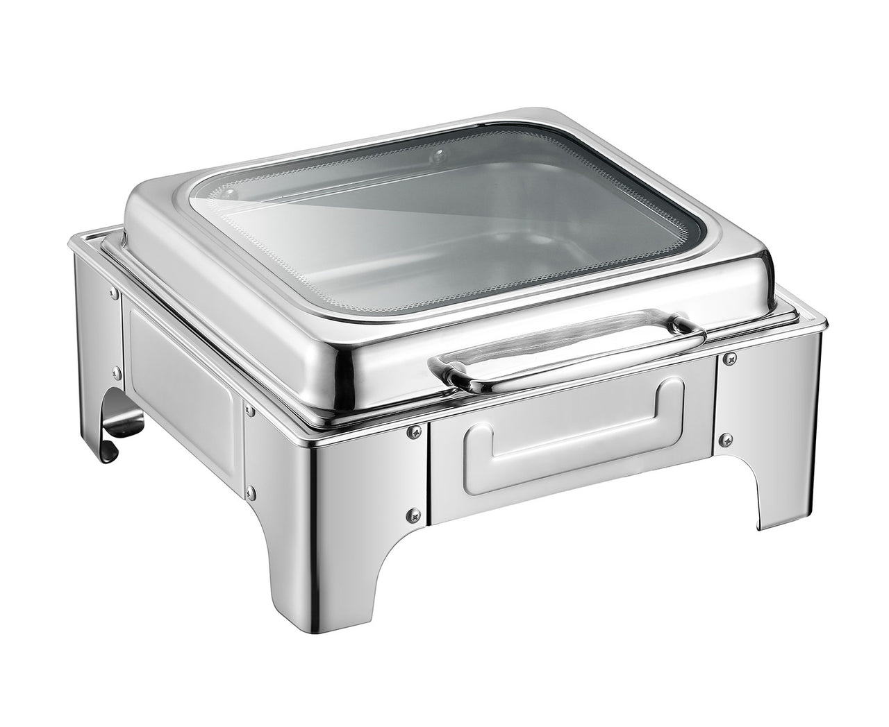 Electric Rectangular Chafing Dish With A Polished Stainless Steel Finish