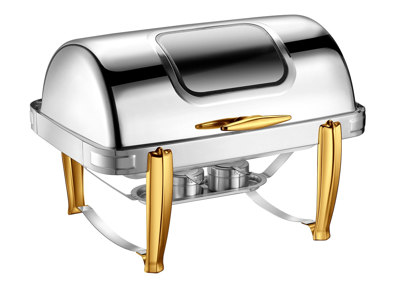 Rectangle, Tiger Feet, Golden Handle and Feet, Sea Through, Double Tray with Double Burners